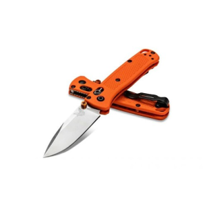 BENCHMADE Mini Bugout Axis Folding Knife 2.82" Drop Point Blade w/ Orange Grivory Handles