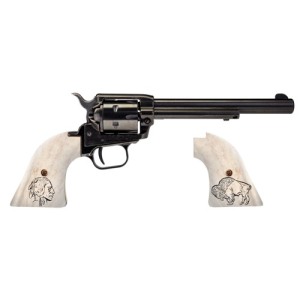 HERITAGE MANUFACTURING Rough Rider 22LR 6.5" 6rd Revolver - Black / Buffalo Engraved Grips