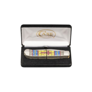 CASE KNIVES Emblsh Smooth Natural Bone Trappr Velvet Box Cross