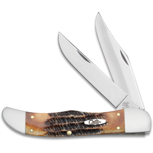 CASE KNIVES Case 6.5 Bonestag Folding Hunter w/Leather Sheath