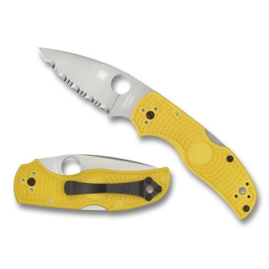 SPYDERCO Native 5 Salt Folding Knife 2.95" Leaf Blade + Yellow FRN Handles