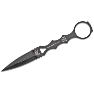 BENCHMADE SOCP Fixed Blade Knife 3.22" Black Double-Edge Dagger Blade w/ Sand Sheath