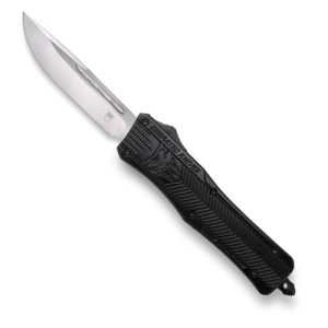 COBRATEC Medium CTK-1 AUTO OTF Knife 3" Drop Point Blade w/ Black Aluminum Handles