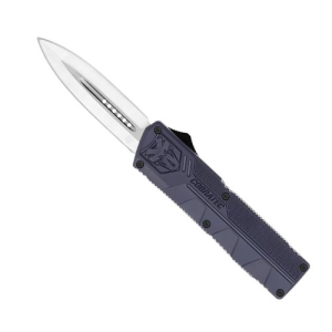 COBRATEC Lightweight NYPD Blue AUTO OTF Knife 3.25" Double-Edge Dagger Blade w/ Aluminum Handles - Cobratec