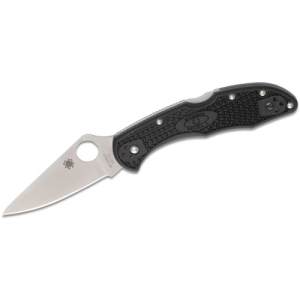 SPYDERCO Delica 4 Lightweight Black Flat Ground Plain Edge