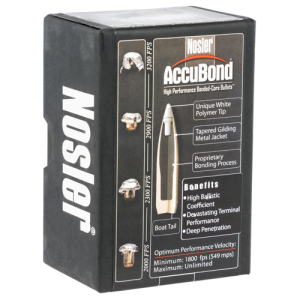 NOSLER Reloading Bullets AccuBond 338 Cal 180 Grain 50rd