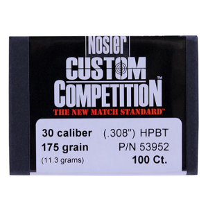 NOSLER Reloading Bullets Custom Competition 30 Caliber 175Gr HPBT Bullets | 100 Count