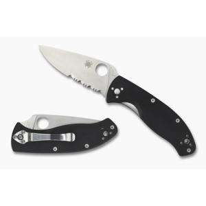 SPYDERCO Tenacious G-10 Black Partially Serrated Edge