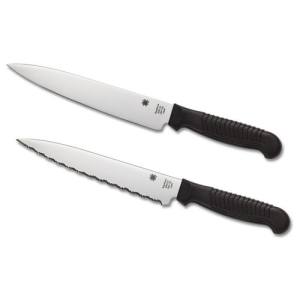 SPYDERCO Kitchen Utility Knife 6" Ltwt Black Serrated Edge