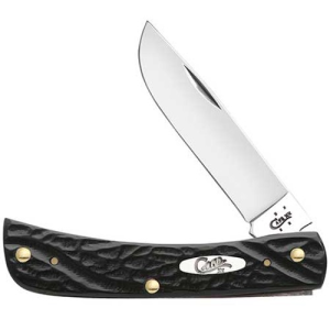 CASE KNIVES Jigged Synthetic Sod Buster JR 3.125" Skinner Blade Folding Knife - Black Handles