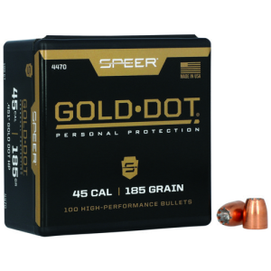 SPEER AMMO Reloading Bullets Gold Dot 45 Caliber 185 Grain 100rd