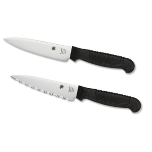 SPYDERCO Kitchen Paring Knife 4.5" Ltwt Black Plain Edge