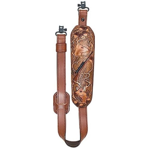 AA&E LEATHERCRAFT Trophy Gunsling Embossed Deer Head Brown - Aa&E Leathercraft