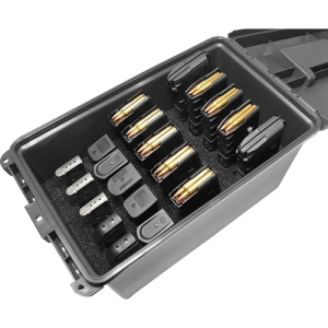 MTM Tactical Mag Can for 10 AR & 10 Double Stack Handgun Magazines | Black