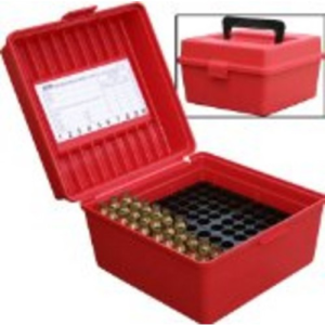 MTM Deluxe Ammo Box 100rd Hndl WSM WSSM Ultra Mag Red
