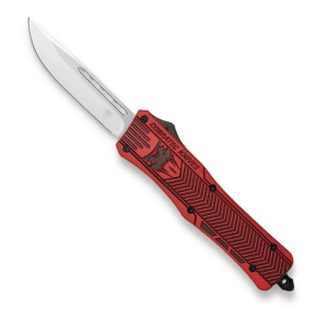 COBRATEC Medium CTK-1 Auto OTF Dagger Knife D2 Steel Blade | Red Aluminum Handles - Cobratec