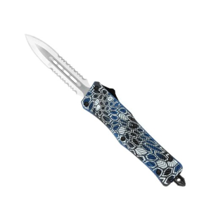 COBRATEC Small Blue Cobra Skin CTK-1 Dagger 2-Side Serrated - Cobratec