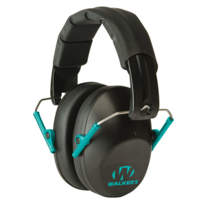 WALKER'S Passive Folding Earmuff Black/Teal 1 Pair