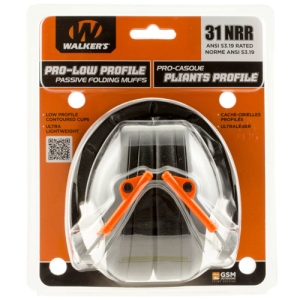 WALKER'S Passive Folding Earmuff Black/Orange 1 Pair