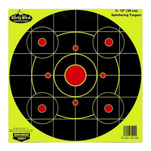 BIRCHWOOD CASEY Dirty Bird 12" Yellow Bull's-eye Target 25 targets
