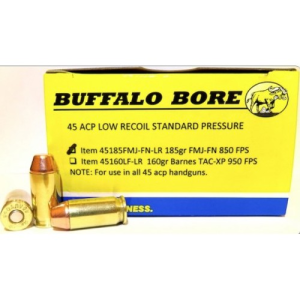 BUFFALO BORE 45 ACP 185Gr FMJ-FN (850FPS/ME 297 ft lbs) 20rd