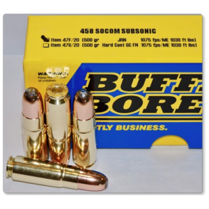 BUFFALO BORE 458 SOCOM 500Gr JRN (1075FPS/ME 1039 ft lbs) 20rd