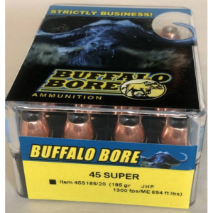 BUFFALO BORE 45 Super 185Gr JHP (1300FPS/ME 694 ft lbs) 20rd