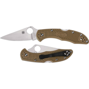 SPYDERCO Delica 4 Lightweight Brown Flat Ground Plain Edge - Spyderco