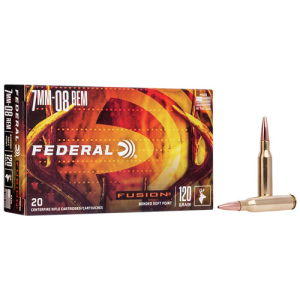 FEDERAL AMMO Fusion 7mm-08 Rem 120gr Bonded Soft Point Ammunition | 20 Rounds