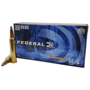 FEDERAL AMMO Power-Shok 300 Win Mag 150gr Jacketed Soft Point Brass Rifle Ammunition | 20 Rounds
