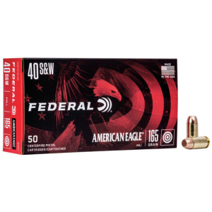 FEDERAL AMMO American Eagle 40 S&W 165gr Full Metal Jacket Brass Ammunition | 50 Rounds