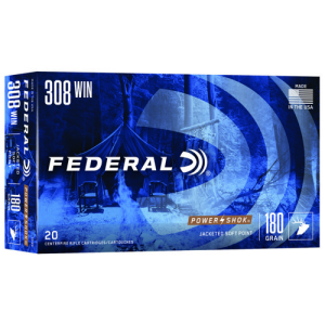 FEDERAL AMMO Power-Shok 308 WIN 180gr Jacketed Soft Point Ammunition | 20 Rounds