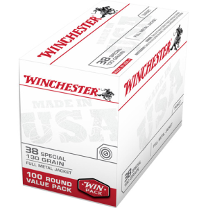 WINCHESTER USA Value Pack 38 Special 130 gr Full Metal Jacket Ammunition | 100 Rounds