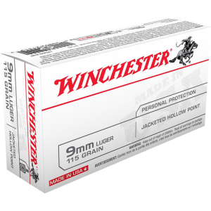 WINCHESTER USA 9mm 115gr JHP Ammunition | 50 Rounds