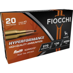 FIOCCHI Hyperformance 270 Win 130 gr Swift Scirocco II Bonded Ammunition | 20 Rounds