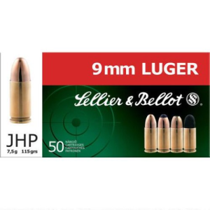 SELLIER BELLOT 9mm 115Gr 1237 FPS Jacketed Hollow Point JHP 50rd Ammunition