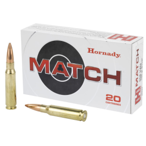 HORNADY MATCH 308 WIN 168gr Hollow Point BT Brass Ammunition | 20 Rounds