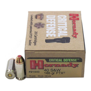 HORNADY CRITICAL DEFENSE 40 S&W 165GR FTX Nickel-Plated Ammunition | 20 Rounds