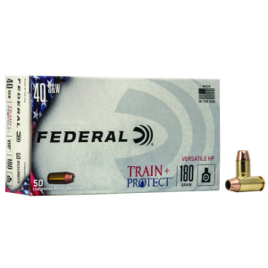 FEDERAL AMMO Train + Protect 40 S&W 180gr VHP Ammunition | 50 Rounds