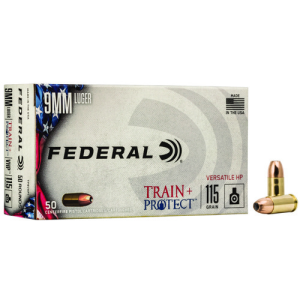 FEDERAL AMMO Train + Protect 9mm 115Gr Verstile Hollow Point Brass Ammunition | 50 Round