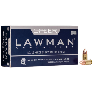 SPEER AMMO Lawman Clean-Fire 9mm Luger 124 gr Total Metal Jacket Round Nose Ammunition | 50 Rounds