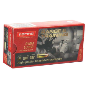 NORMA AMMO 9mm Luger Range/Trng FMJ 124Gr 50rd
