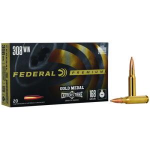 FEDERAL AMMO Gold Medal Centerstrike 308 WIN 168gr Open Tip Match Ammunition | 20 Rounds