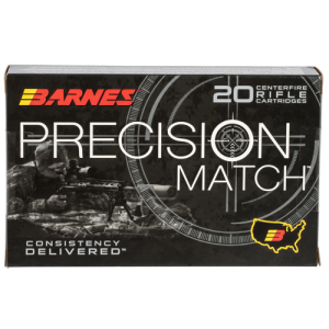 BARNES AMMO Precision Match 338 Lapua Mag 300gr Open Tip Boat Tail Ammunition | 20 Rounds