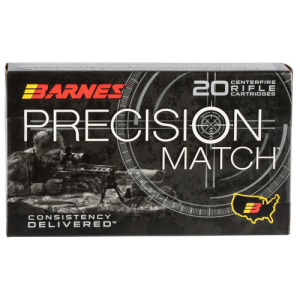 BARNES AMMO Precision Match 300 Win Mag 220gr Open Tip Boat Tail Ammunition | 20 Rounds