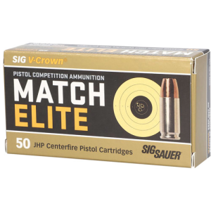 SIG SAUER Match Elite Competition 9mm 147gr V Crown Jacketed Hollow Point Ammuniton | 50 Rounds