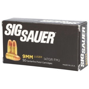 SIG SAUER Elite Ball 9mm Luger 147 gr Full Metal Jacket Ammunition | 50 Rounds
