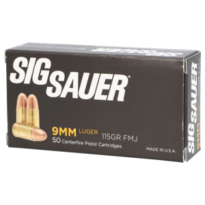 SIG SAUER Elite Ball 9mm Luger 115 gr Full Metal Jacket Ammunition | 50 Rounds