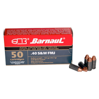 BARNAUL AMMO 40 SW 165Gr FMJ Zinc Steel Case 50rd
