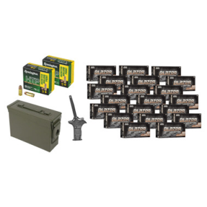 Blazer 9MM FMJ 115gr 1000 RDS + Remington 9MM JHP 115GR +P 40 RDS + MILITARY AMMO CAN + ETS Loader